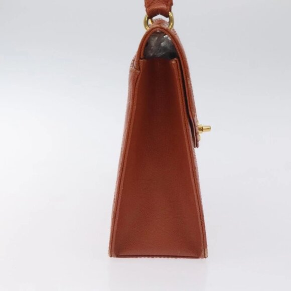 CHANEL Matelasse Hand Bag Grained Calf Skin Brown Gold CC Auth 130197 - Picture 5 of 14